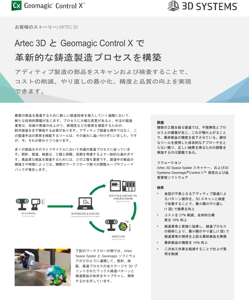 Artec SpaceSpiderでの鋳造部品製造工程の改善