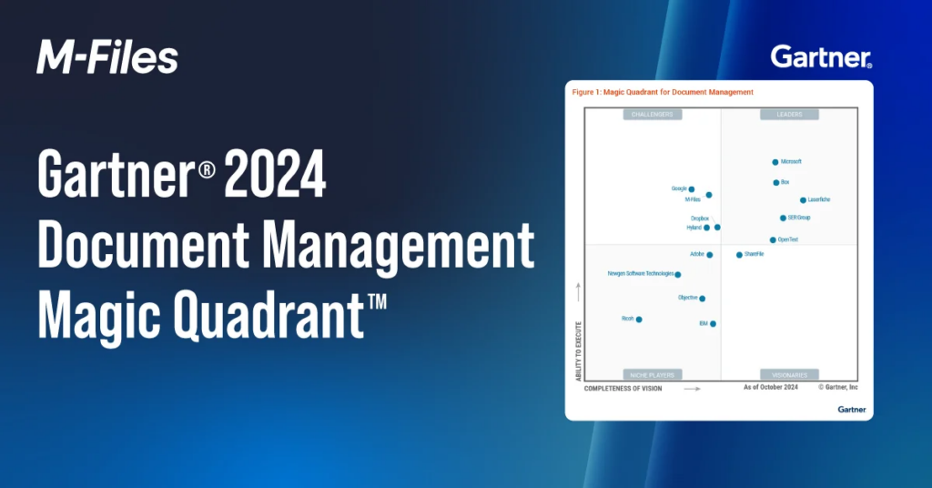 M-Filesが2024年Gartner® Magic Quadrant™の文書管理部門で認められました