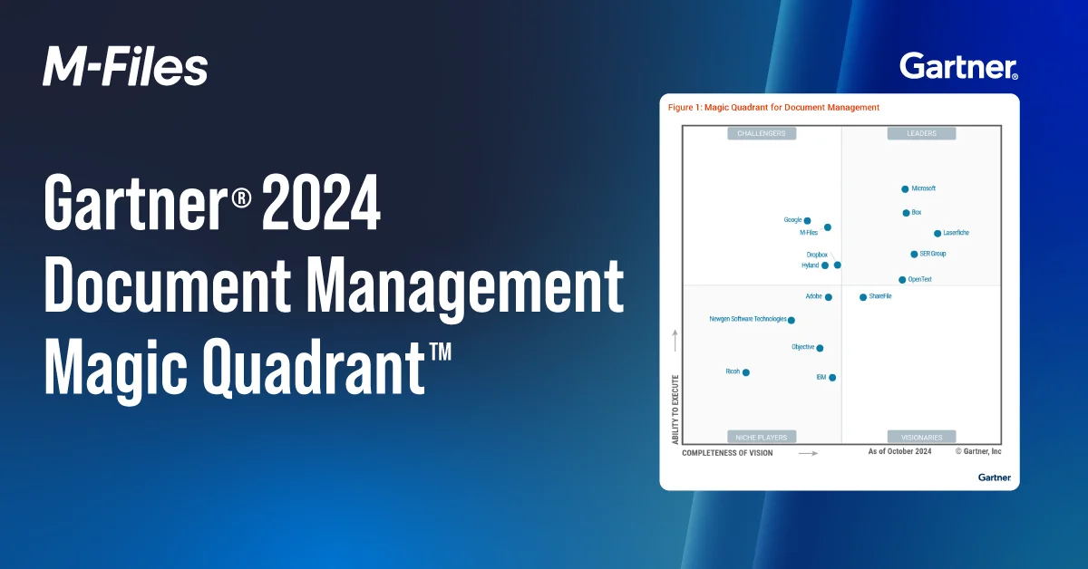 M-Filesが2024年Gartner® Magic Quadrant™の文書管理部門で認められました