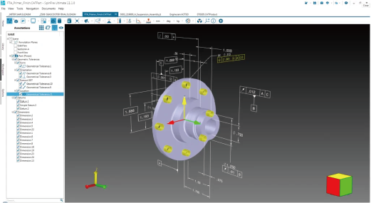 「CAD注釈表示」 PMI(製品加工情報)、GD&T(3次元幾何寸法公差)