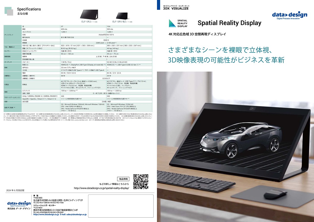 ソニー社製3D空間再現ディスプレイ「ELF-SR2」